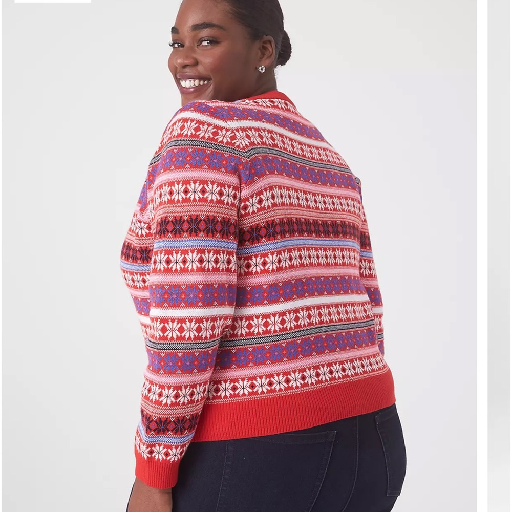 Lane Bryant Classic Long Sleeve Fair Isle Cardigan, Size 14, NWT